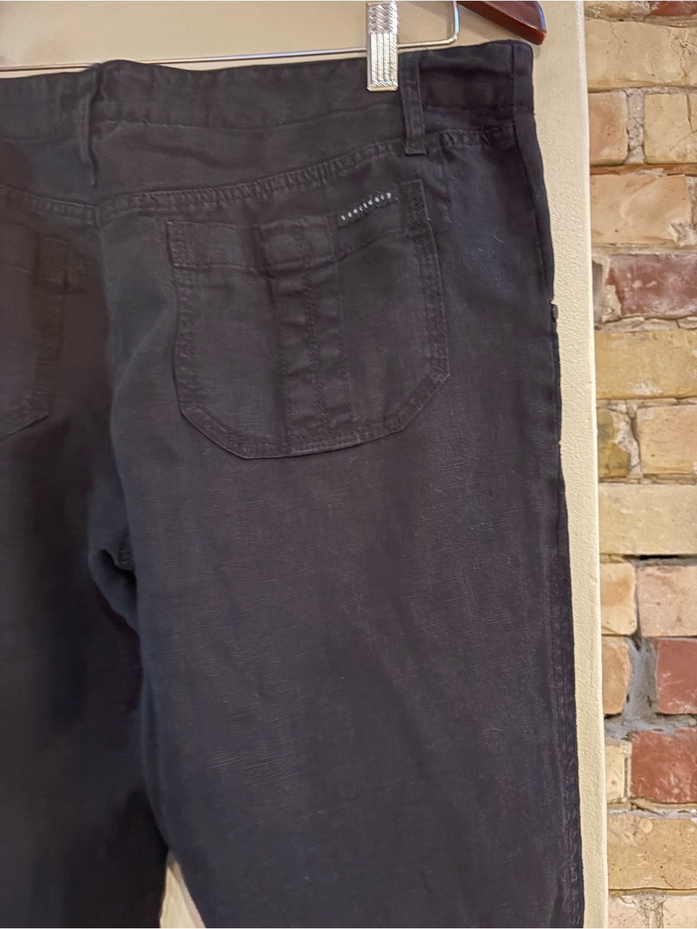 Vintage Sanctuary Black 100% Linen Wide Leg Utility Pants - Size 30